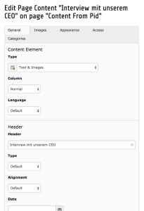 TYPO3 7.1 Backend