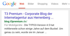 Mobil optimierte Webseite bei Google
