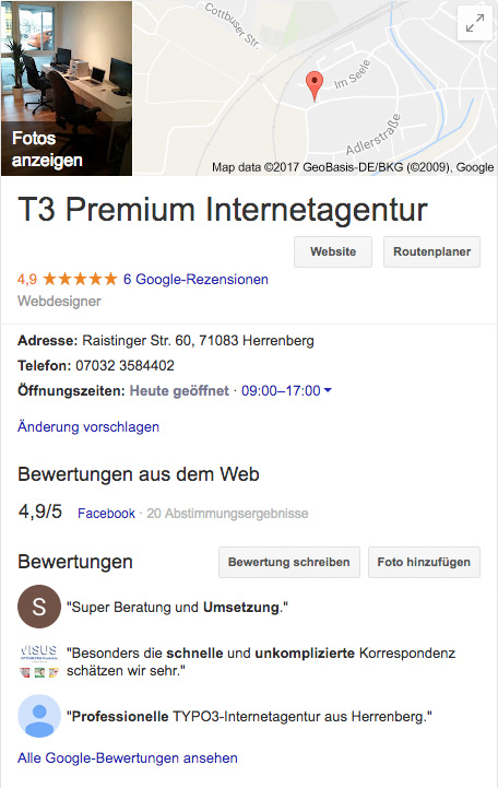 Google My Business Anzeige