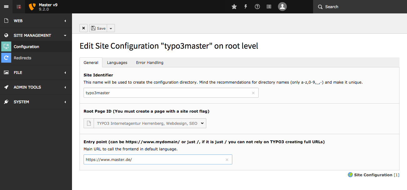 TYPO3 Site Handling