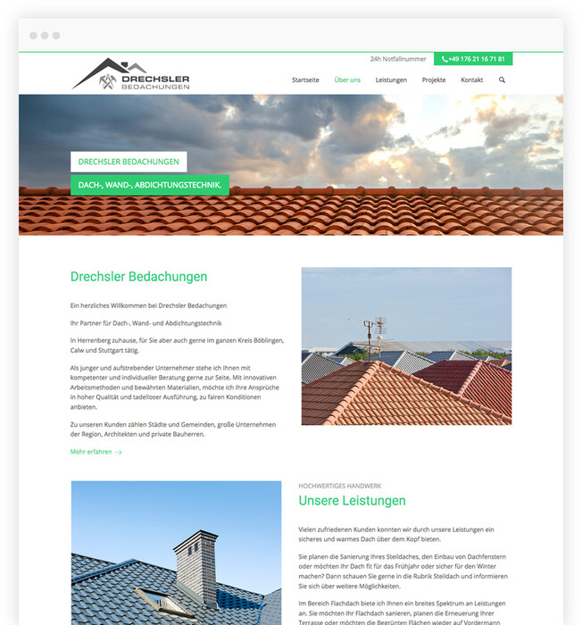 TYPO3 Responsive Webdesign für Dachdecker