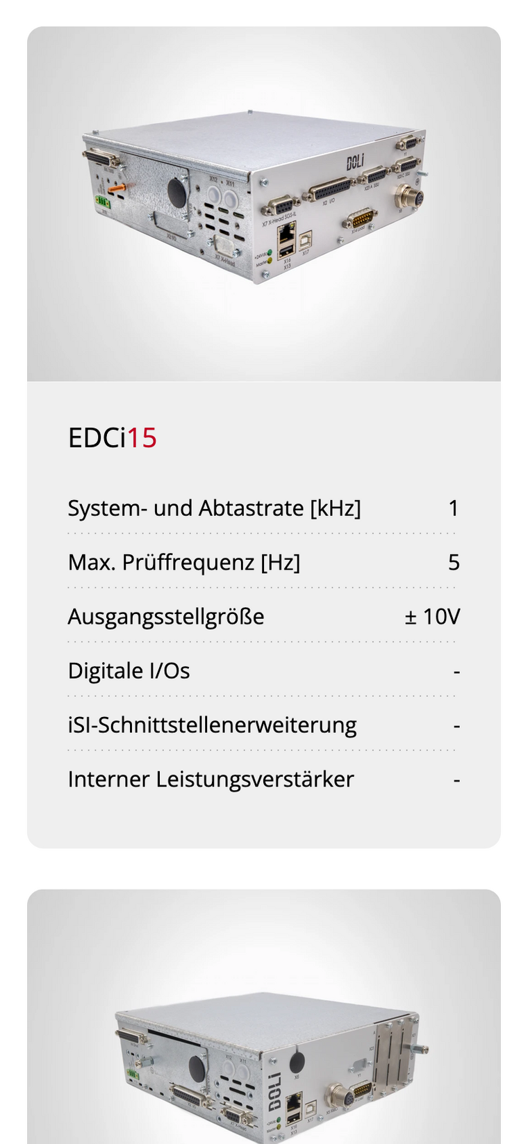 Screenshot von Produktliste