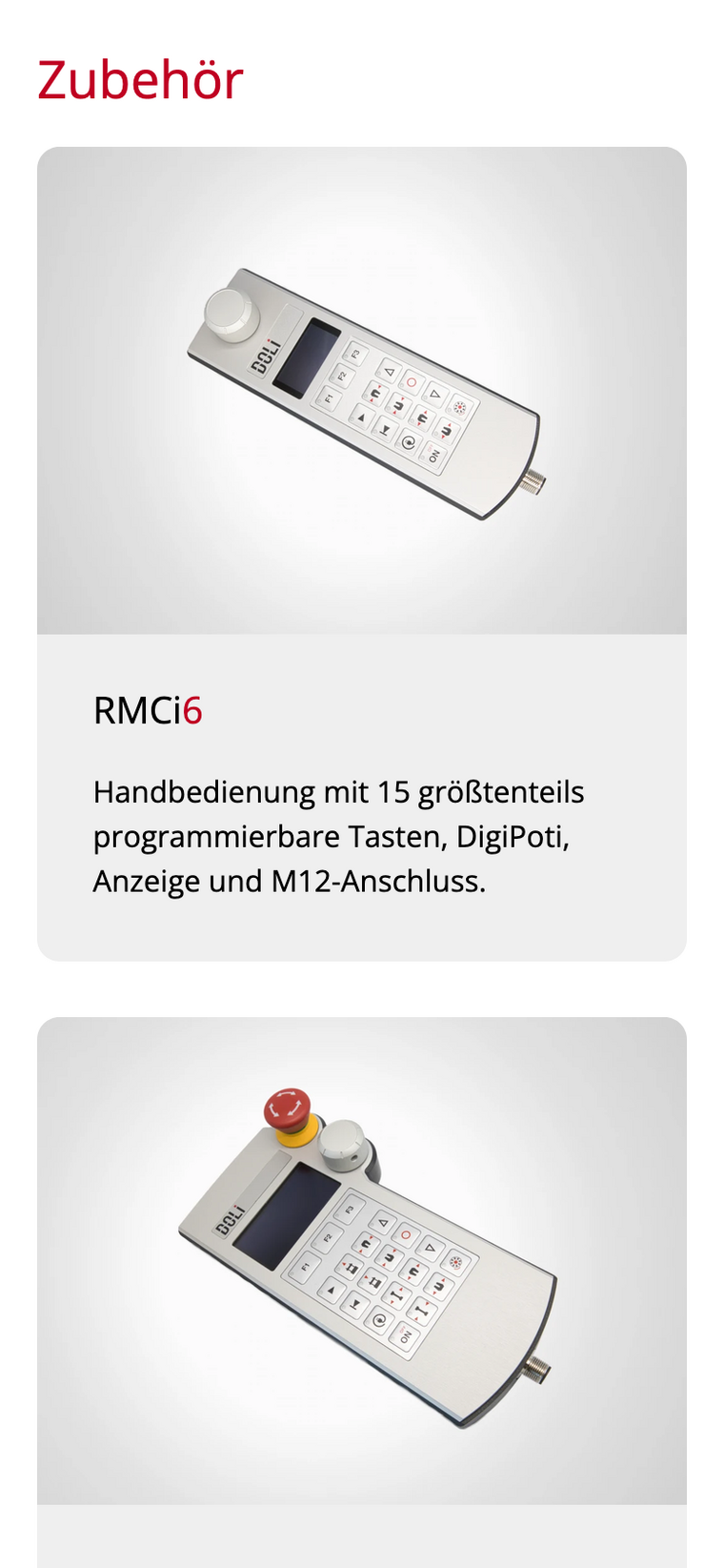 Screenshot von Produktzubehör