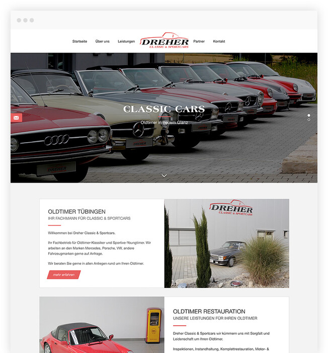 TYPO3 Webdesign für Oltimer Werkstatt in Tübingen