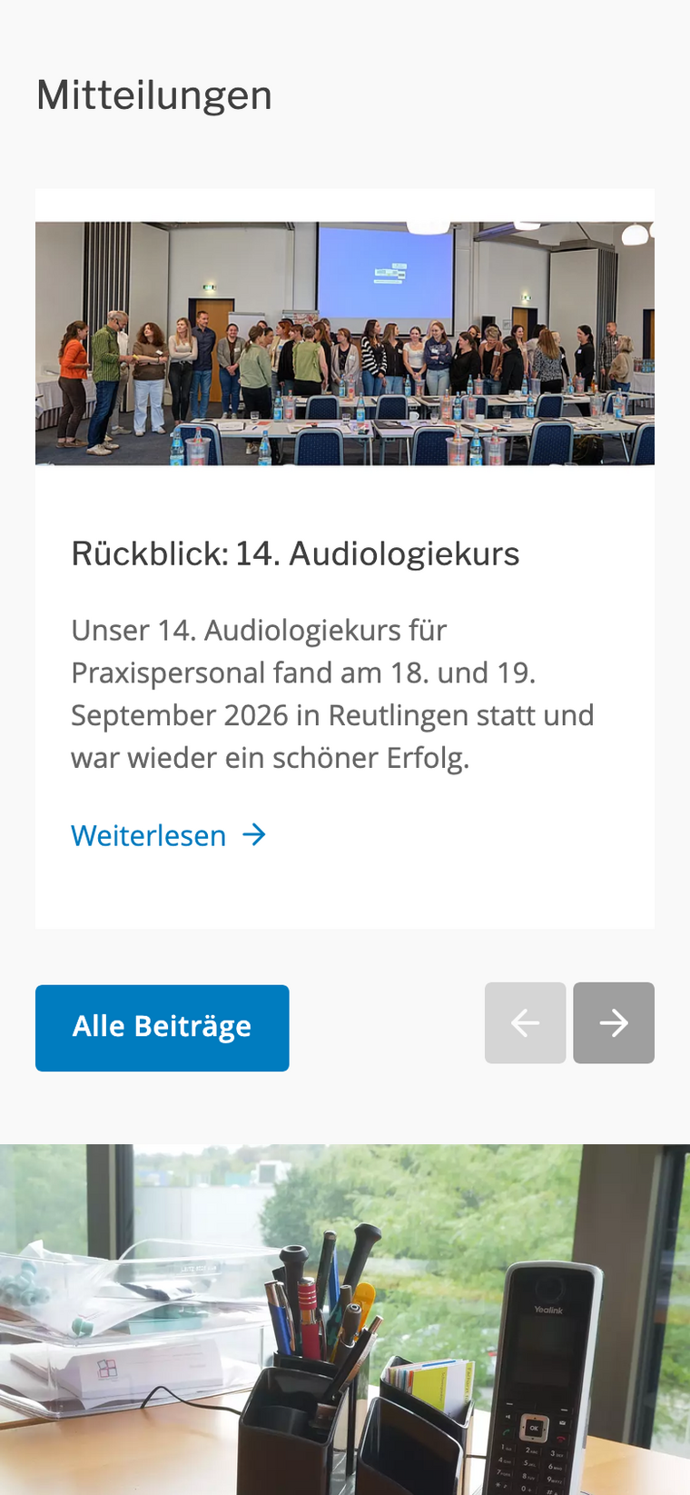 Screenshot Mitteilungsmodul