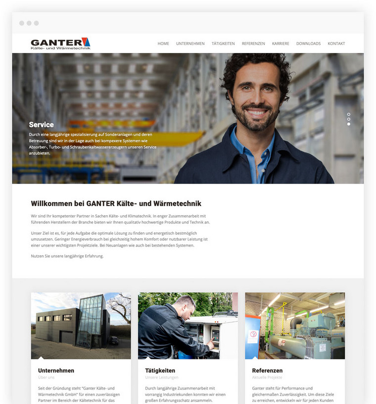 Modernes Webdesign für Kältetechnik Unternehmen