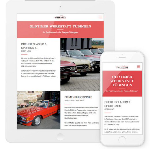 Responsive Webdesign für Oldtimer Werkstatt aus Tübingen