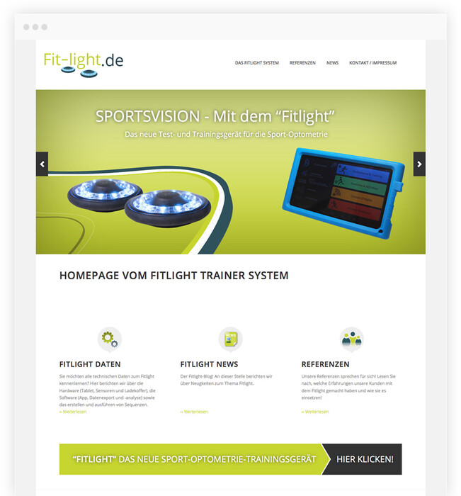 WordPress Website für das fit-light Trainingsgerät