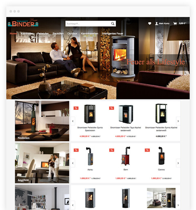 Shopware Online Shop für Ofenbauer