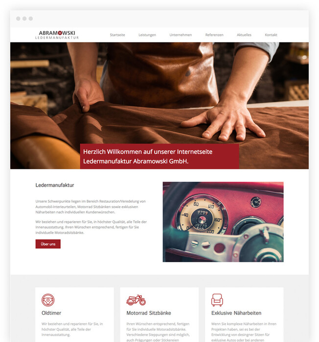 TYPO3 Webdesign für Ledermanufaktur in Calw