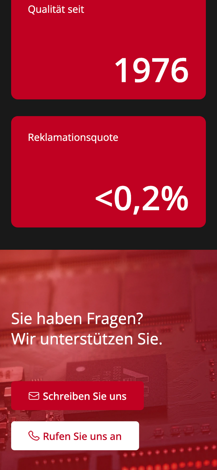 Screenshot von Keyfacts und CTA