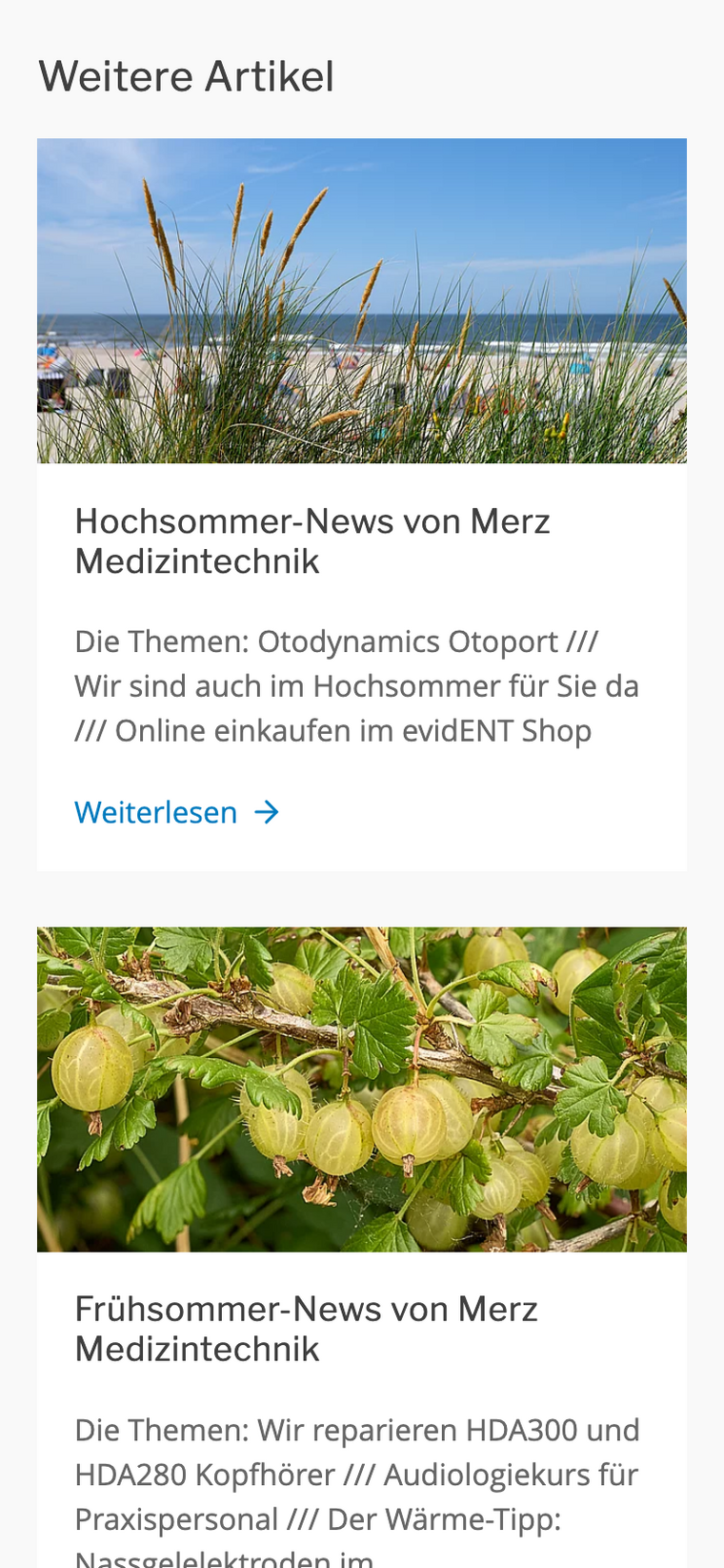 Screenshot von weiteren News