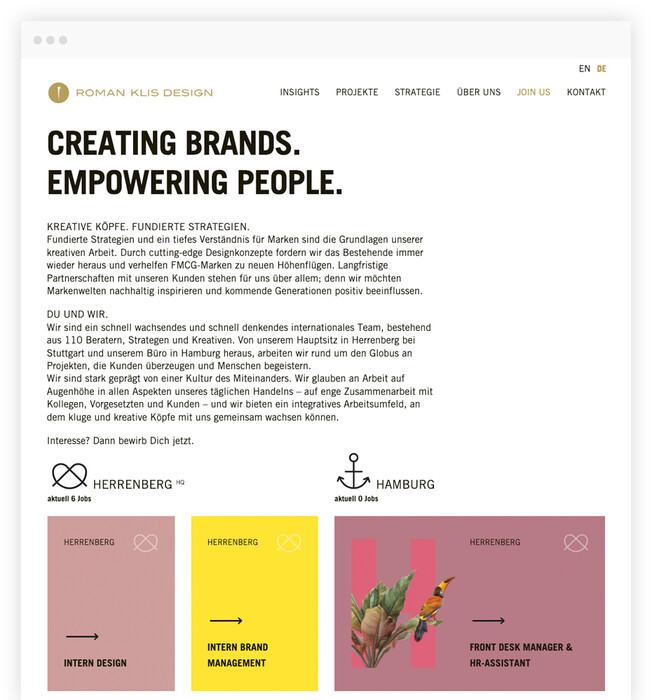 TYPO3 Webdesign für Designagentur