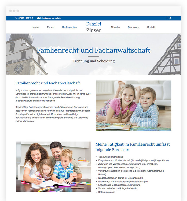 Website für Rechtsanwaltskanzlei