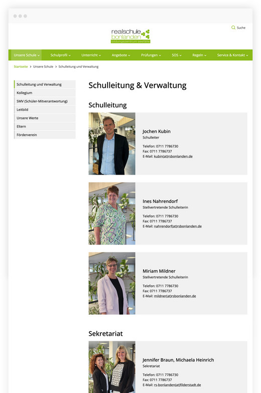 Modernes TYPO3 Template für Schule