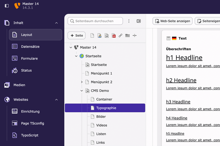 Das neue TYPO3 v14 Backend