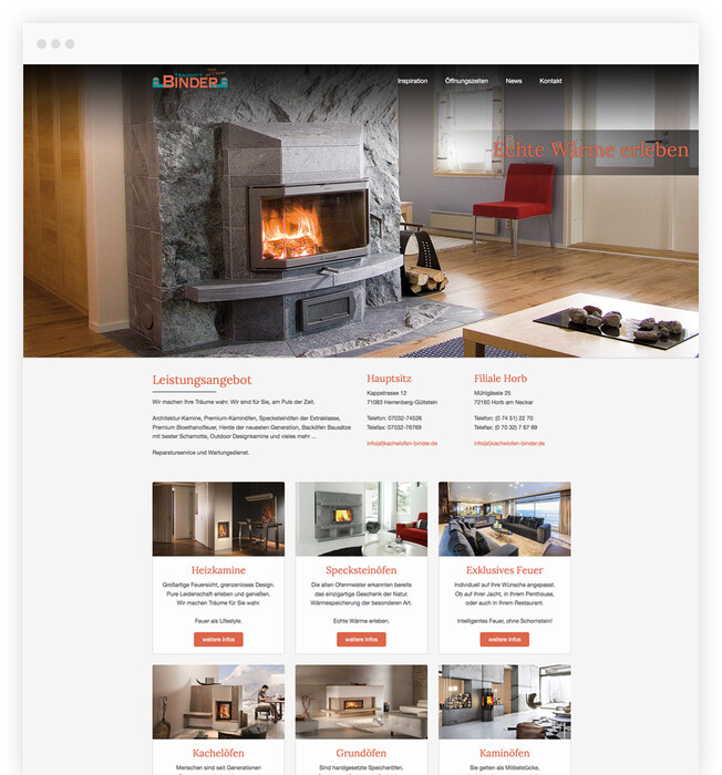 TYPO3 Website für Ofenbauer aus Herrenberg