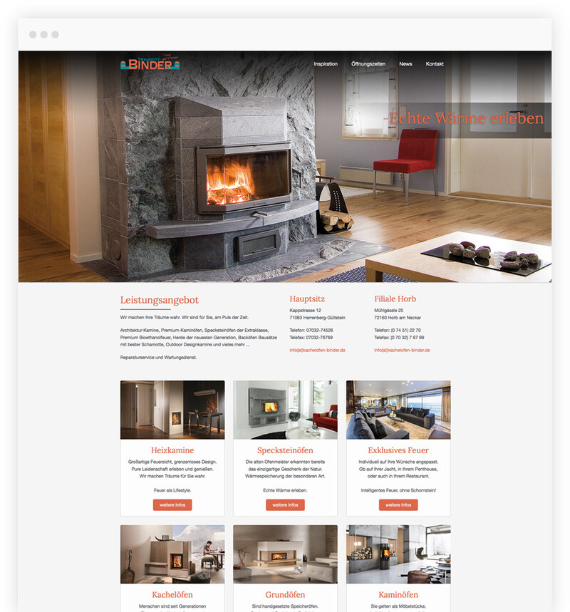 TYPO3 Website für Ofenbauer aus Herrenberg