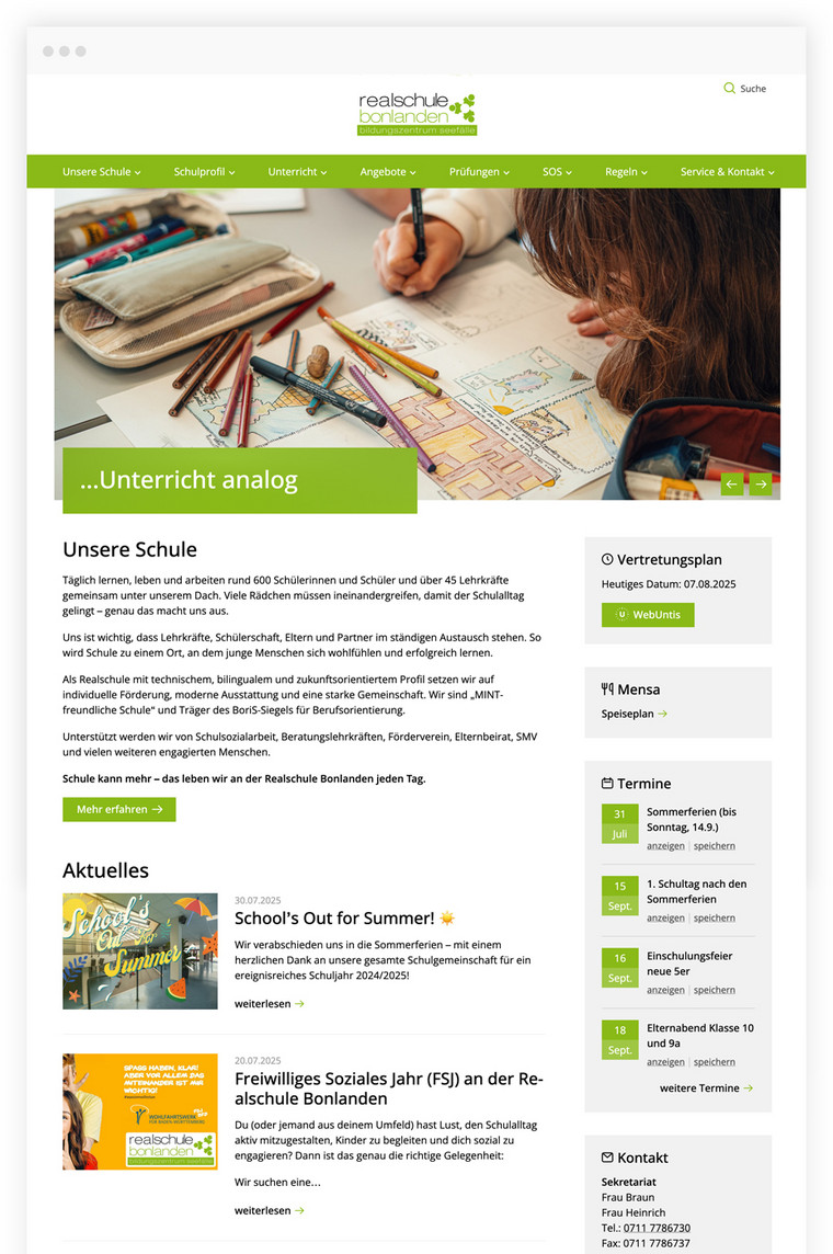 TYPO3 Webdesign für Schulen
