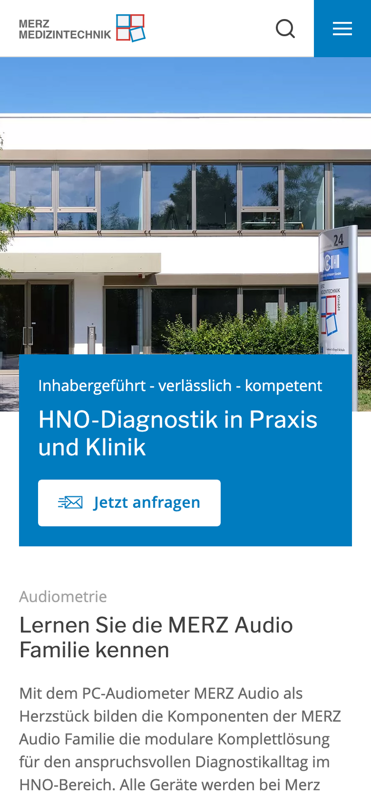 Screenshot Banner auf Startseite