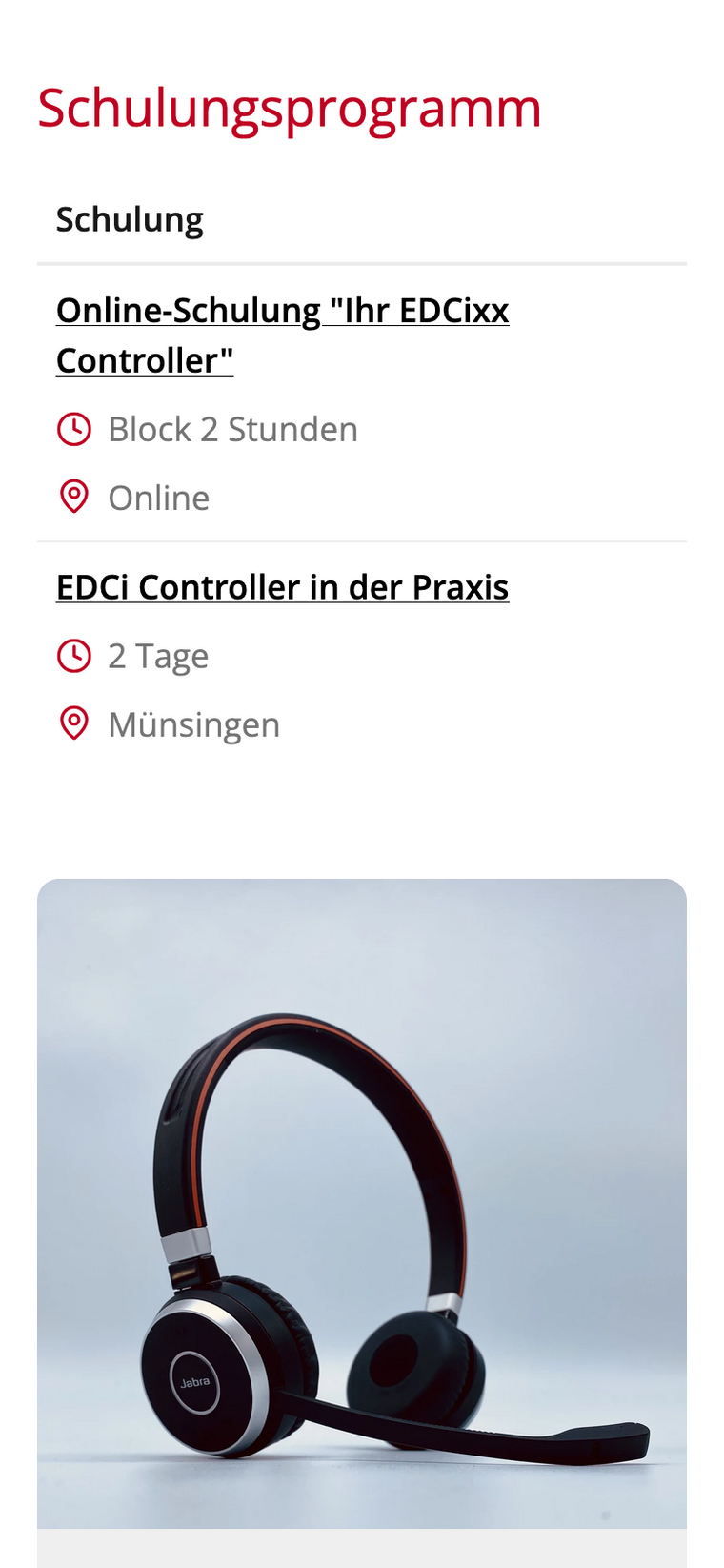 Screenshot von Kursen