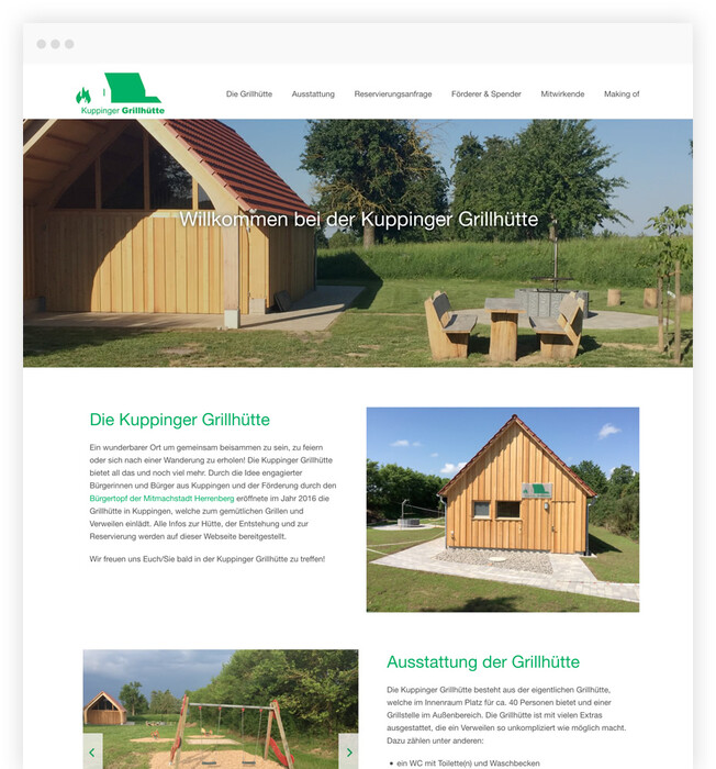 TYPO3 OnePager für Kuppinger Grillhütte