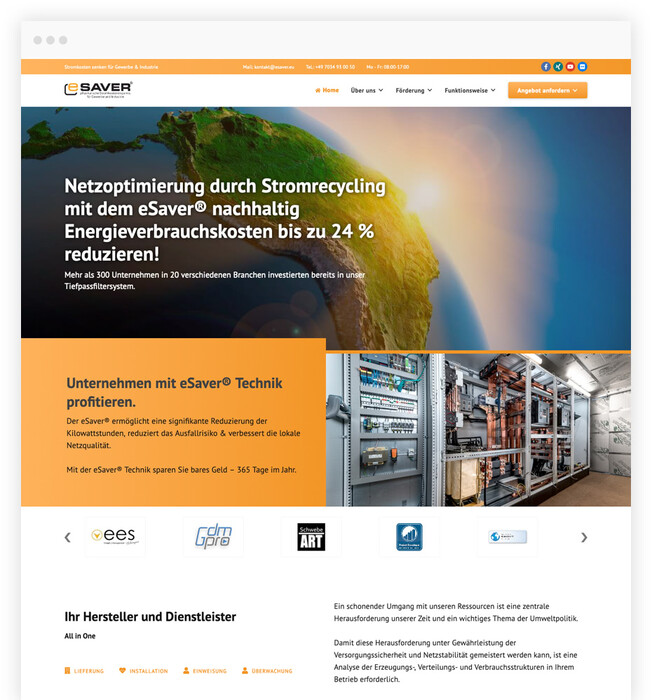Individuelle Programmierungen und Optimierungen an esaver Website