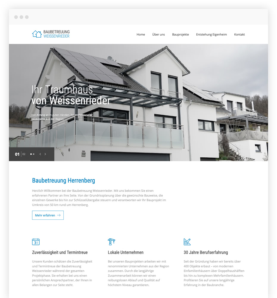 Modernes Webdesign für Baubetreuung aus Herrenberg