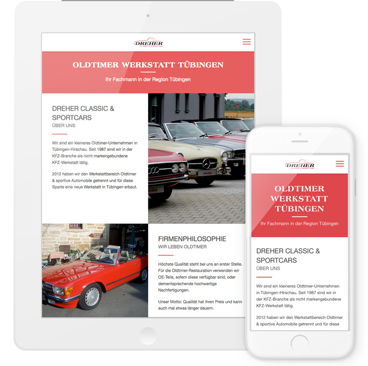 TYPO3 Responsive Webdesign für Oltimer Werkstatt