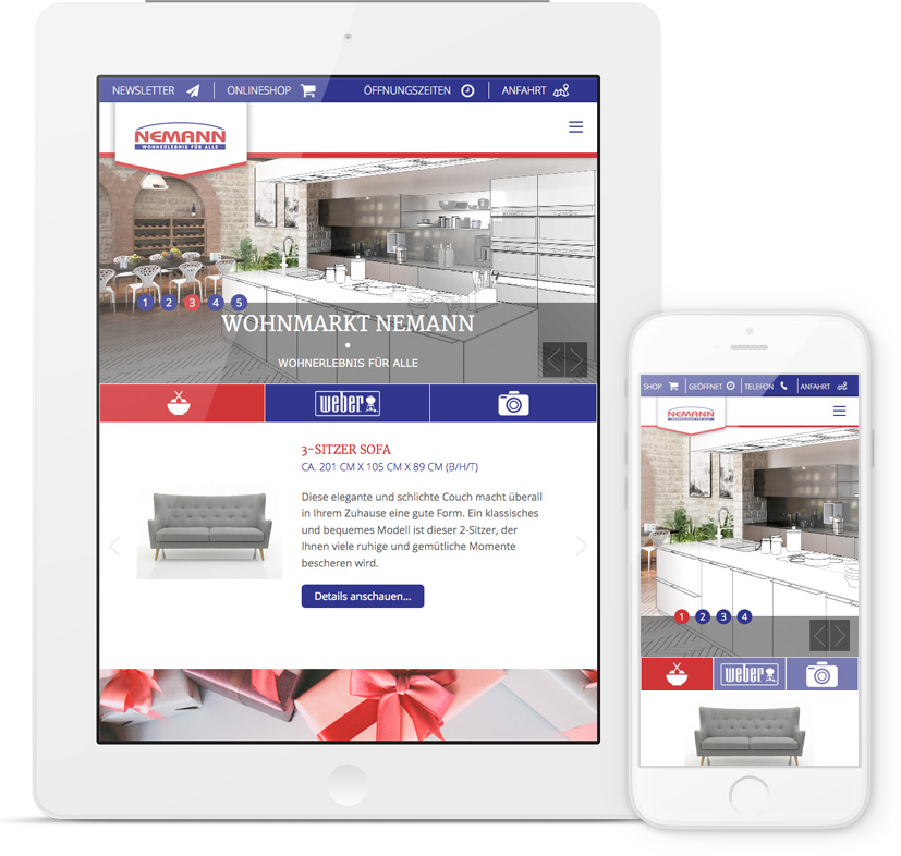 TYPO3 Responsive Webdesign für Möbelhaus Nemann